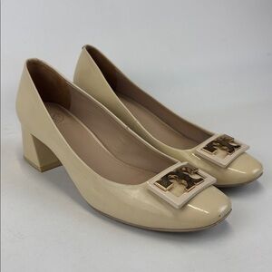 TORY BURCH Gigi Block Heels Cream Size 7